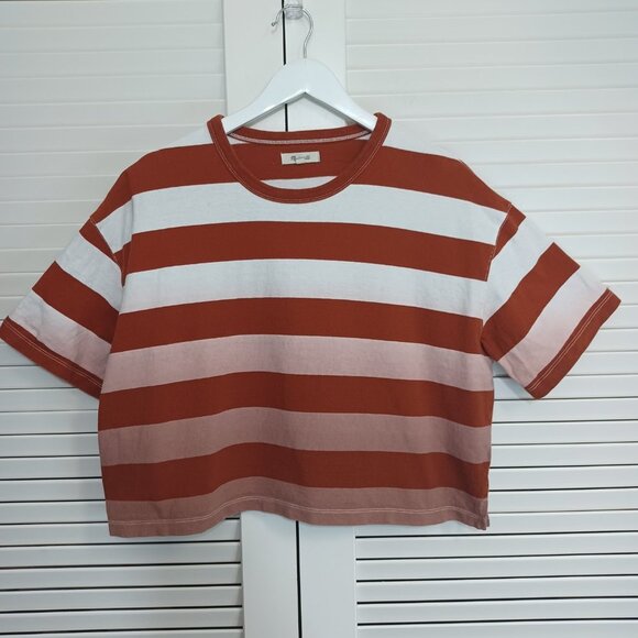 Madewell Tee Shirt Ombre Stripe Dip Dye Oversized Boyfriend Womens X Small - Picture 7 of 7